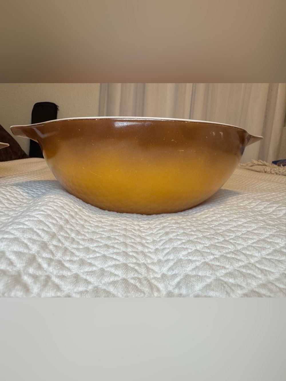 Vintage Pyrex #444 Cinderella Mixing Bowl 4 Qt Brown Gold Ombre USA